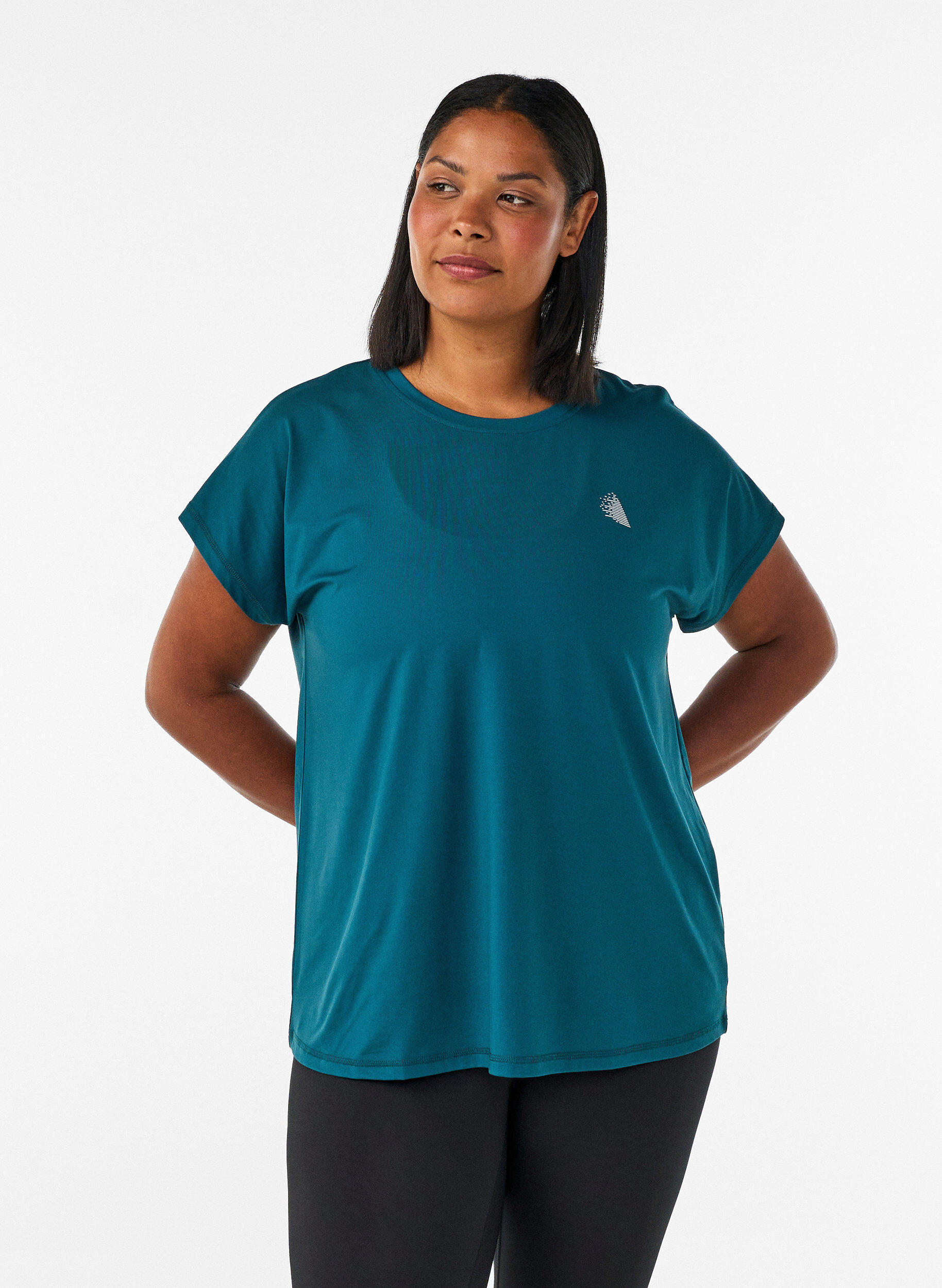 Solid-coloured training T-shirt, Green, Model
