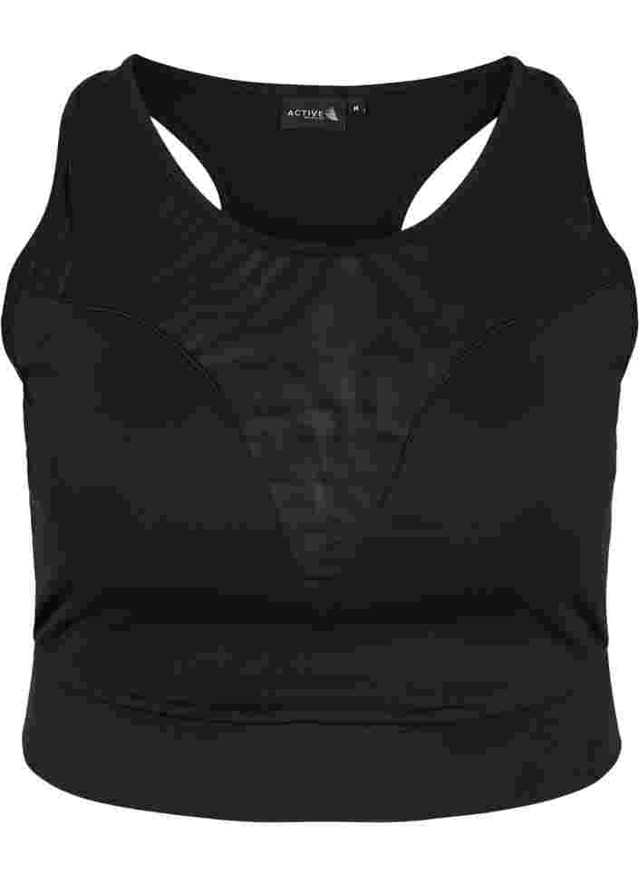 Sports bra with mesh, Black, Packshot image number 0