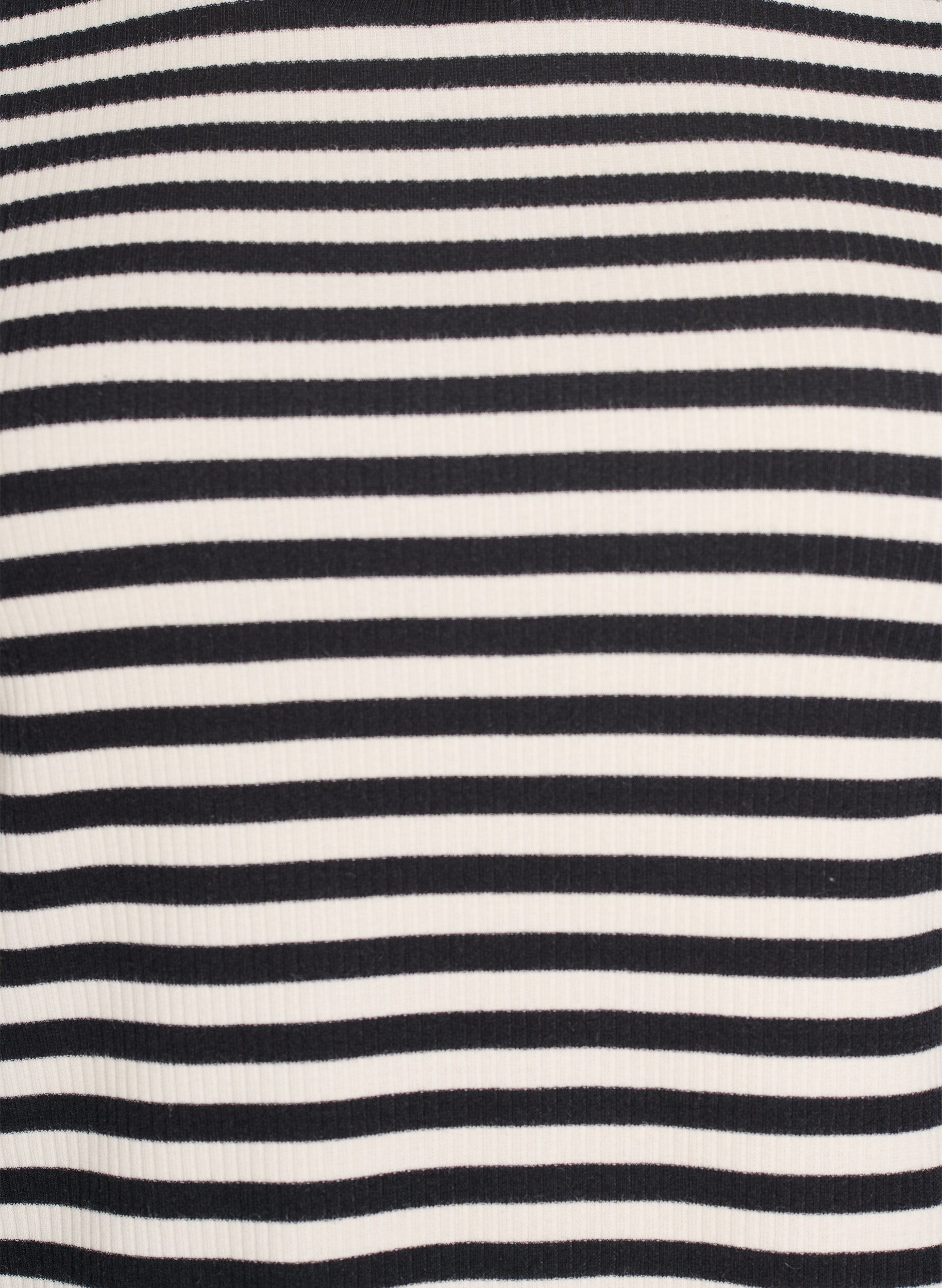 Zizzifashion Striped T-shirt with ribbed texture, Black, Packshot image number 2