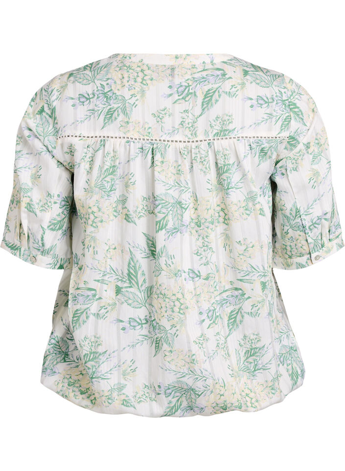 Blouse with print and 1/2 sleeves, White, Packshot image number 1