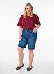 Ribbed jersey blouse with short sleeves, Dark Bordeaux, Model image number 1