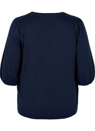 Knit blouse with 3/4-sleeves, Navy Blazer, Packshot image number 1