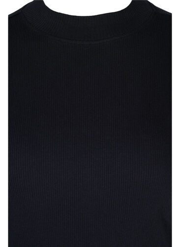 High-neck cotton blouse with half sleeves, Black, Packshot image number 2