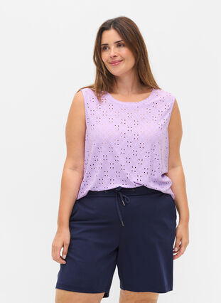 Top with broderie anglaise, Lavendula, Model image number 0