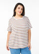 Striped T-shirt in organic cotton, Brown, Model image number 0