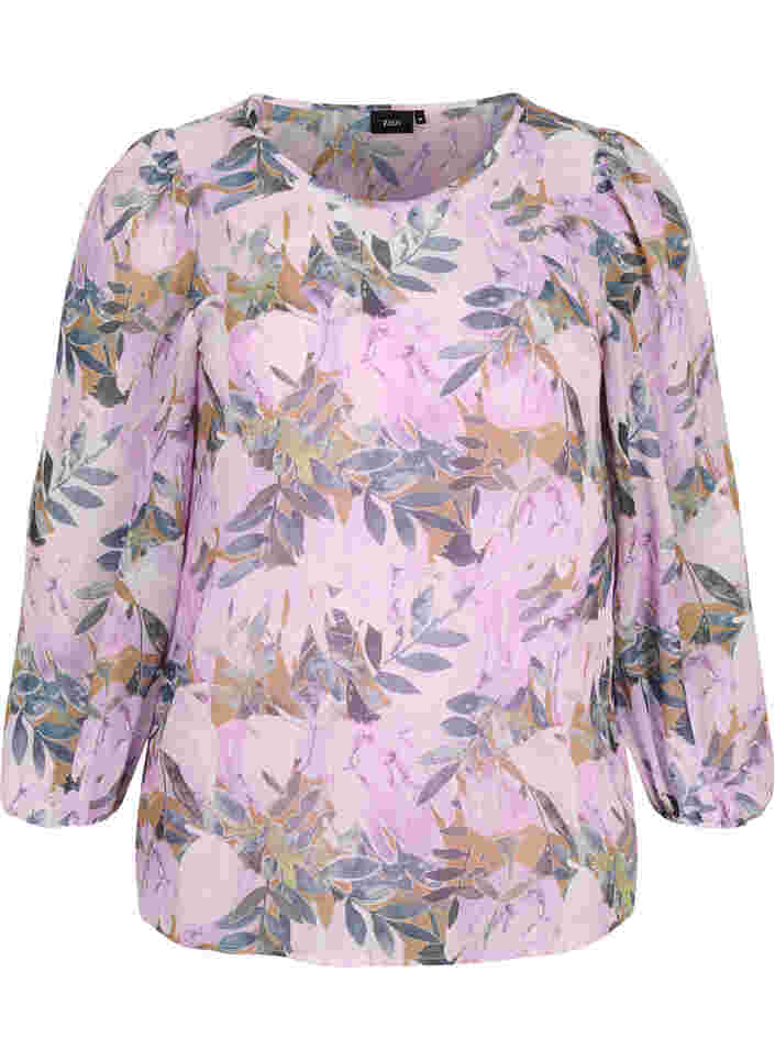 Long-sleeved printed blouse, Orchid Bouquet AOP, Packshot image number 0