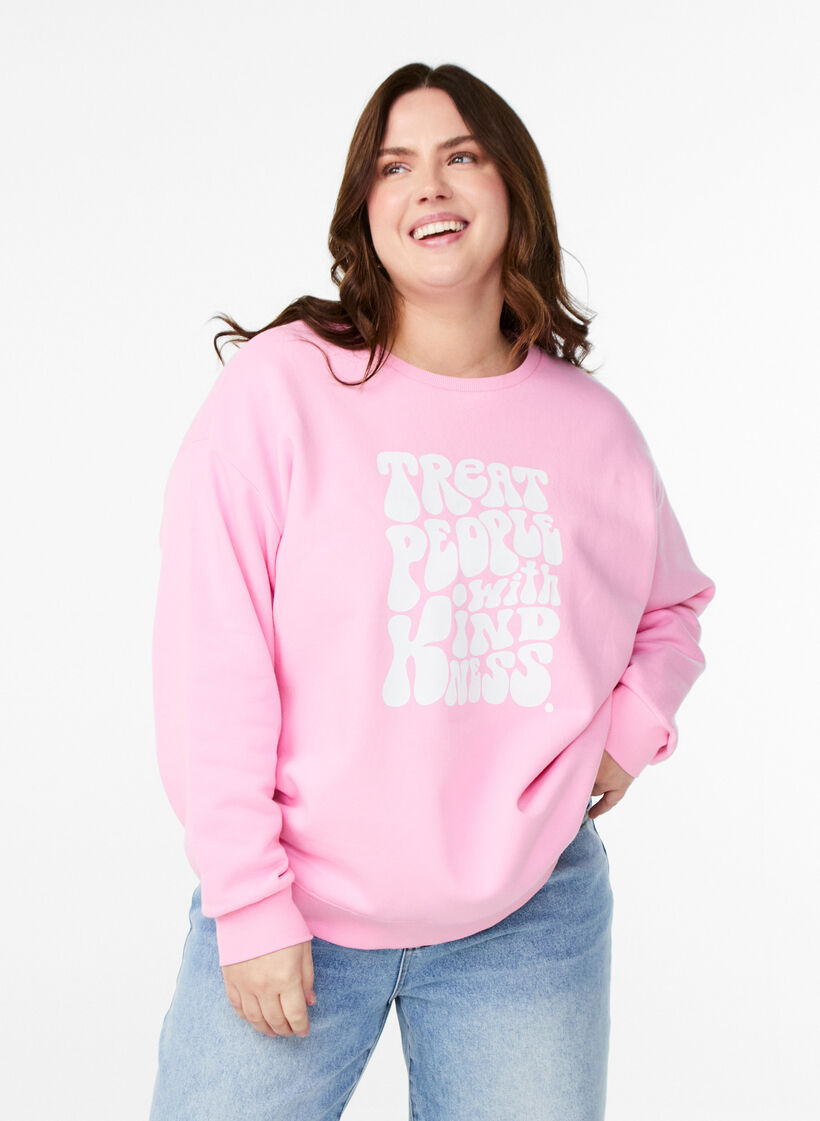 Sweatshirt with text print, Bubblegum, Model image number 0