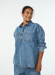 Denim shirt with half placket and chest pockets, Light Blue, Model image number 0