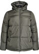 Short puffer jacket with a hood and two-way zipper, Dark Grey, Packshot image number 0