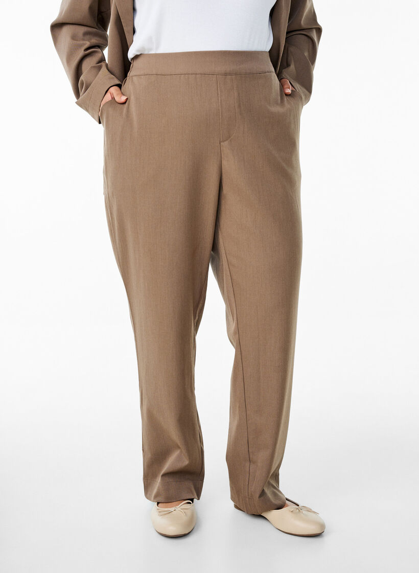 Loose trousers with high waist, Brown, Model image number 2