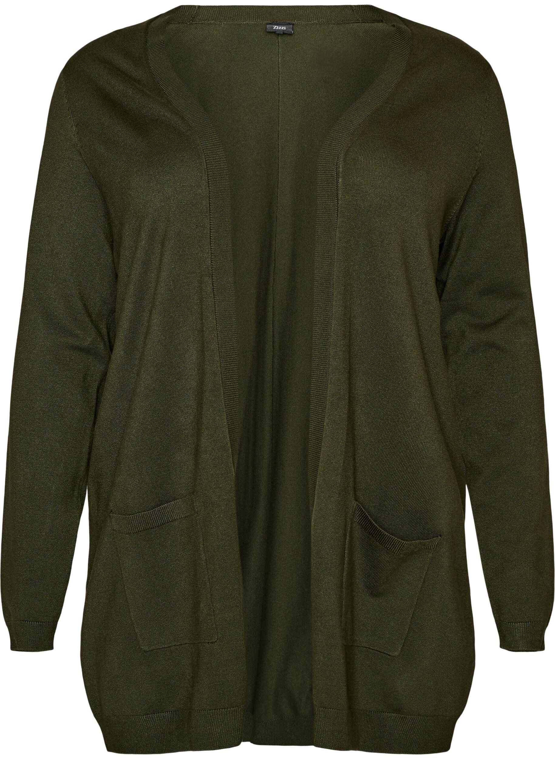 ZizzifashionLong knitted cardigan in a viscose blend, Green, Packshot image number 0