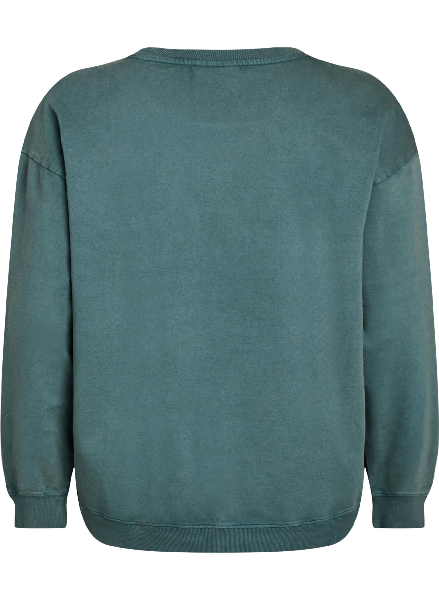 Zizzifashion Loose sweatshirt with washed look, Green, Packshot image number 1