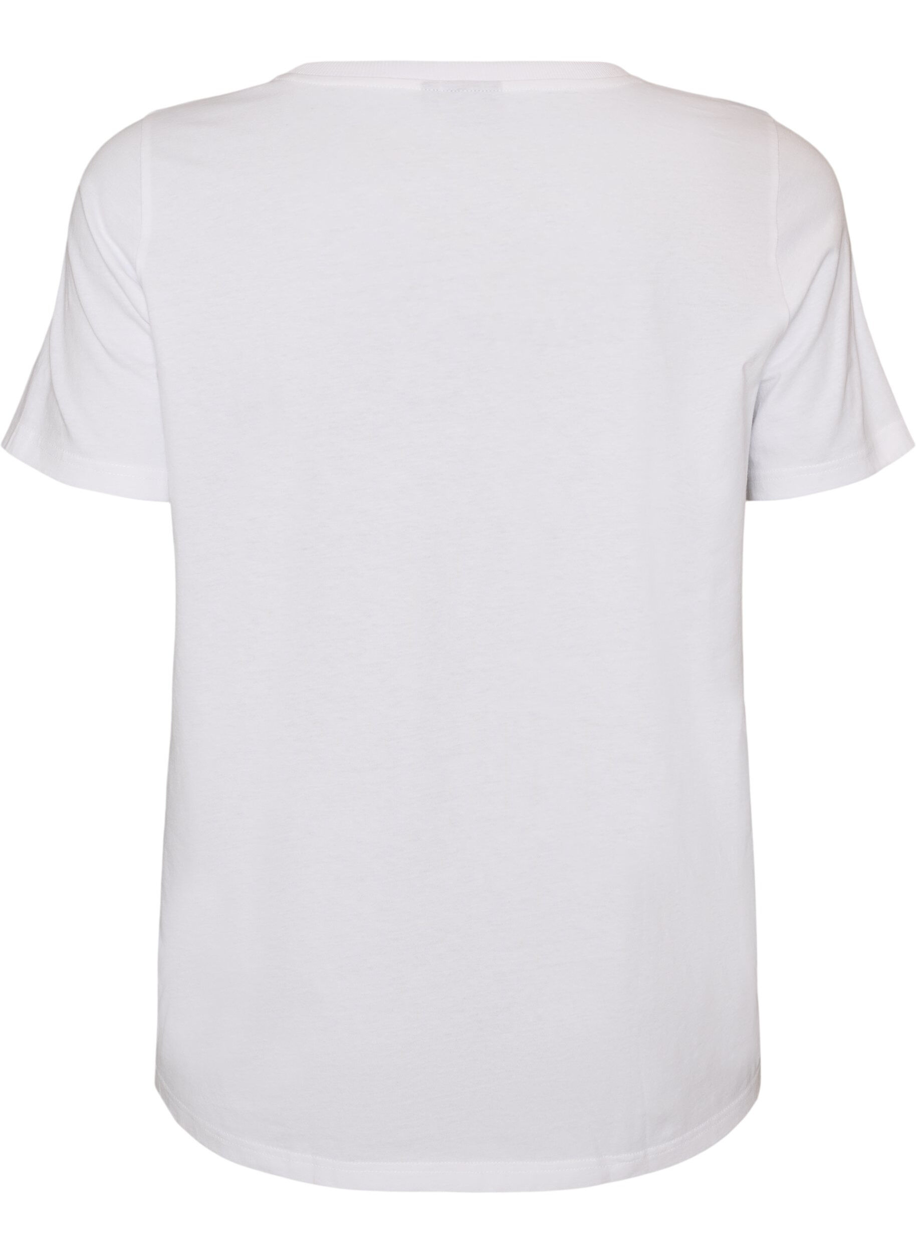 ZizzifashionCotton T-shirt with chest print, White, Packshot image number 1