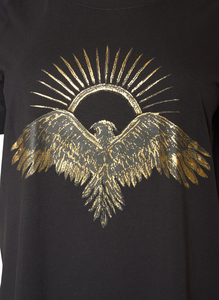 Cotton T-shirt with front print, Dark Grey, Packshot image number 2