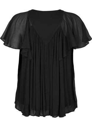  Plain top with batwing sleeves and V-neck, Black, Packshot image number 1