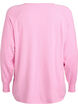 Knit blouse with round neck and knitted pattern, Pink, Packshot image number 1