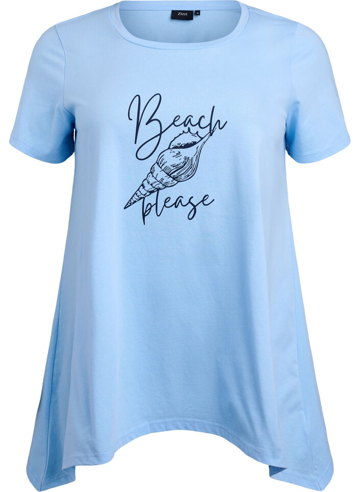 T-shirt with a round neck and A-line shape, Blue, Packshot image number 0