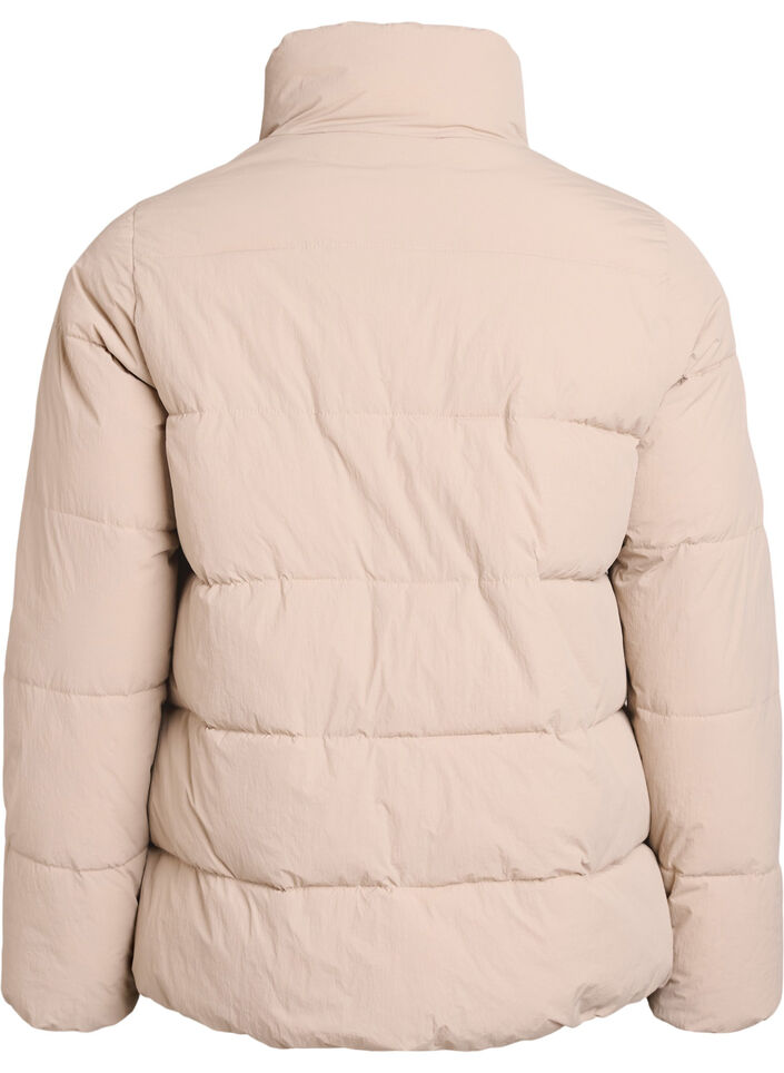 Short padded puffer jacket with a high neck, Beige, Packshot image number 1