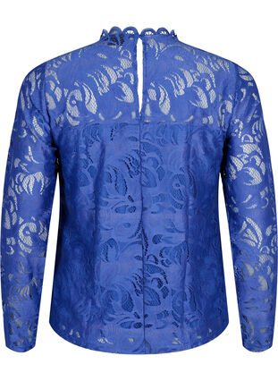 Long-sleeved lace blouse, Deep Ultramarine, Packshot image number 1
