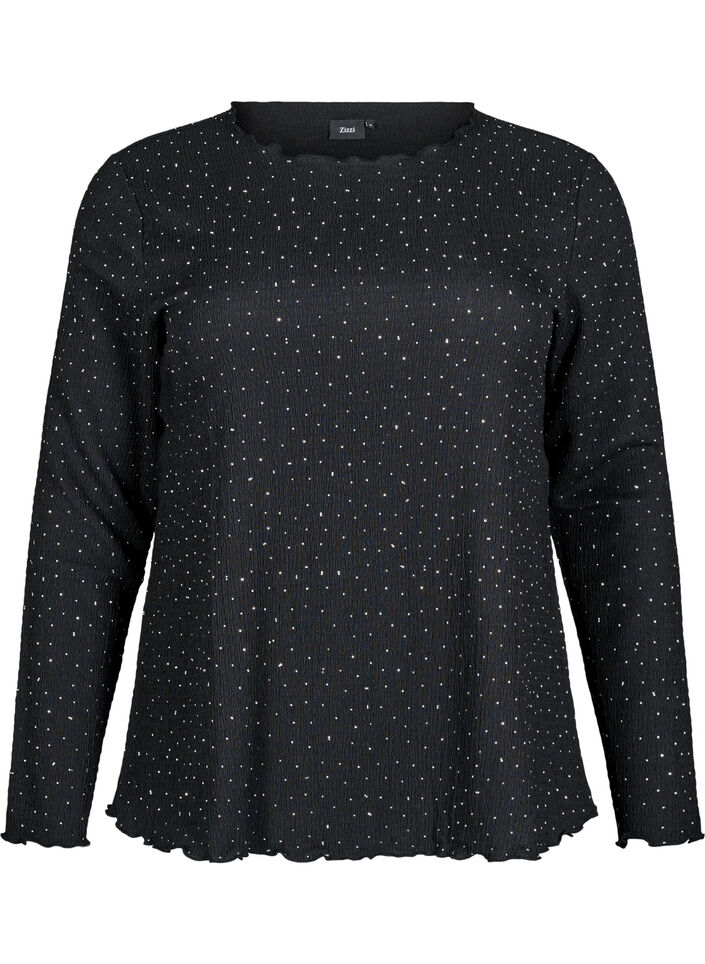 BLACK RHINESTONES SLEEVELESS BLOUSE main image 1