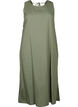 Sleeveless cotton blend dress with linen, Deep Lichen Green, Packshot image number 0