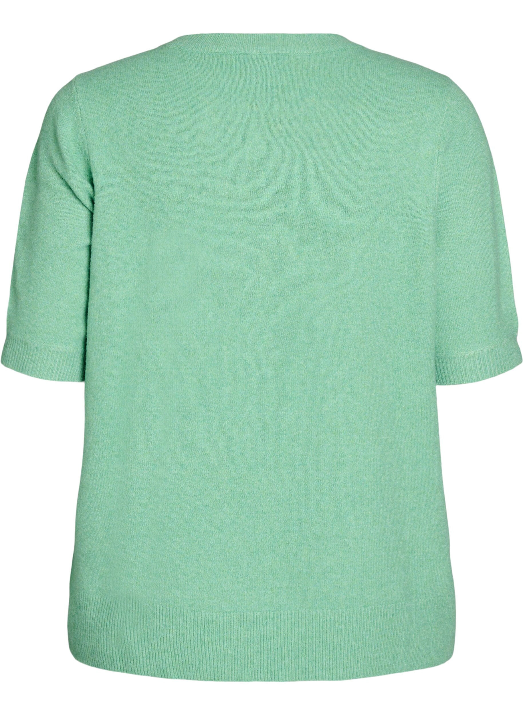 Zizzifashion Knitted blouse with short sleeves, Green, Packshot image number 1