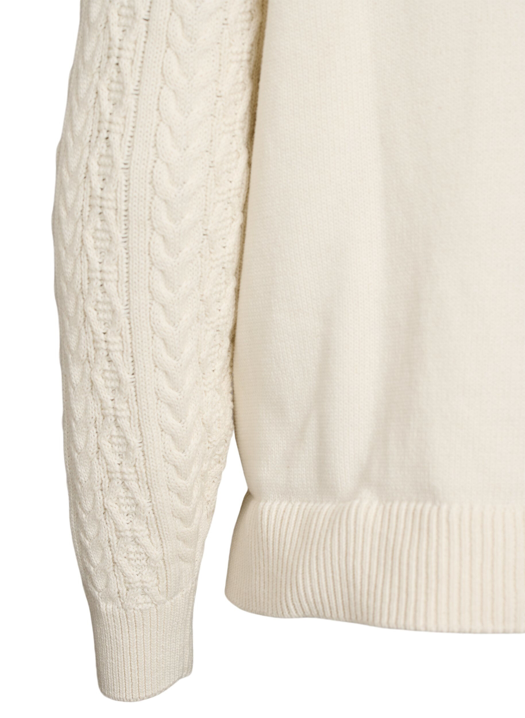 Zizzifashion Knit blouse with cable pattern and embroidered flowers, White, Packshot image number 3