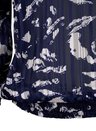 Printed blouse with smock, Blue Leaf AOP, Packshot image number 3