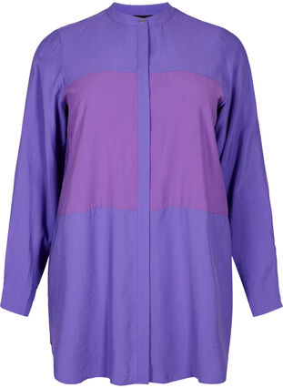 Long colour-block shirt, Purple Block, Packshot image number 0