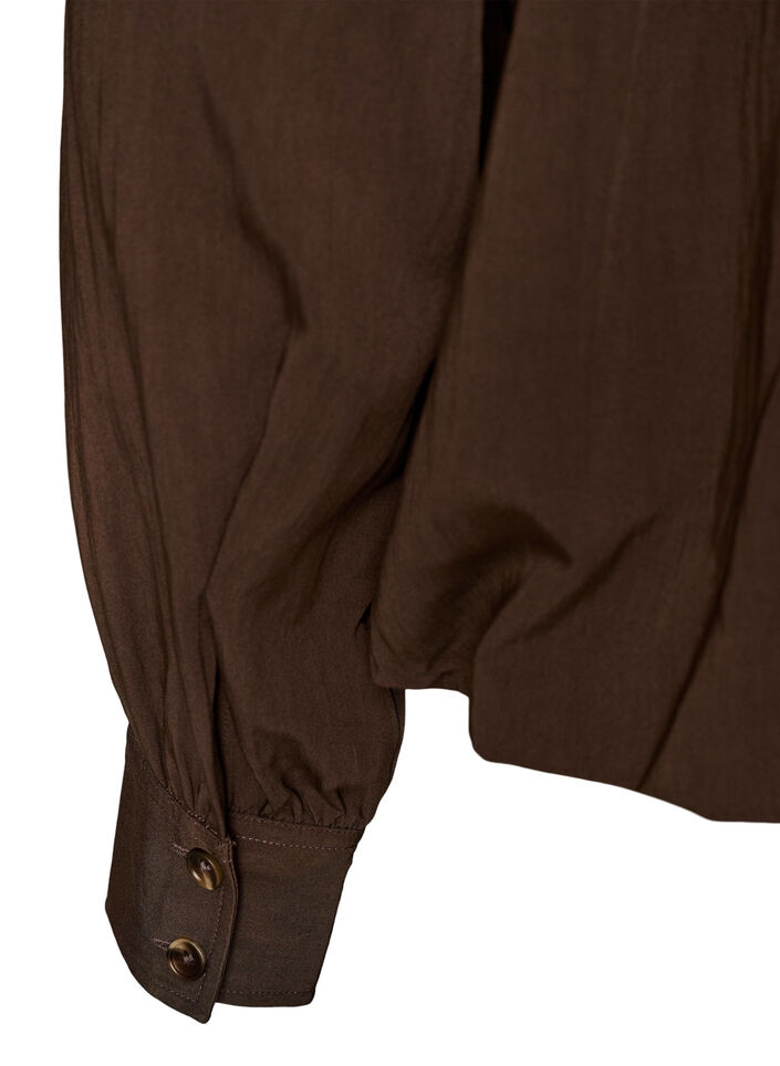 Shirt with balloon shape and concealed zip, Brown, Packshot image number 3