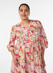 Floral midi dress with broderie anglaise and a tie-belt, Rose, Model image number 2