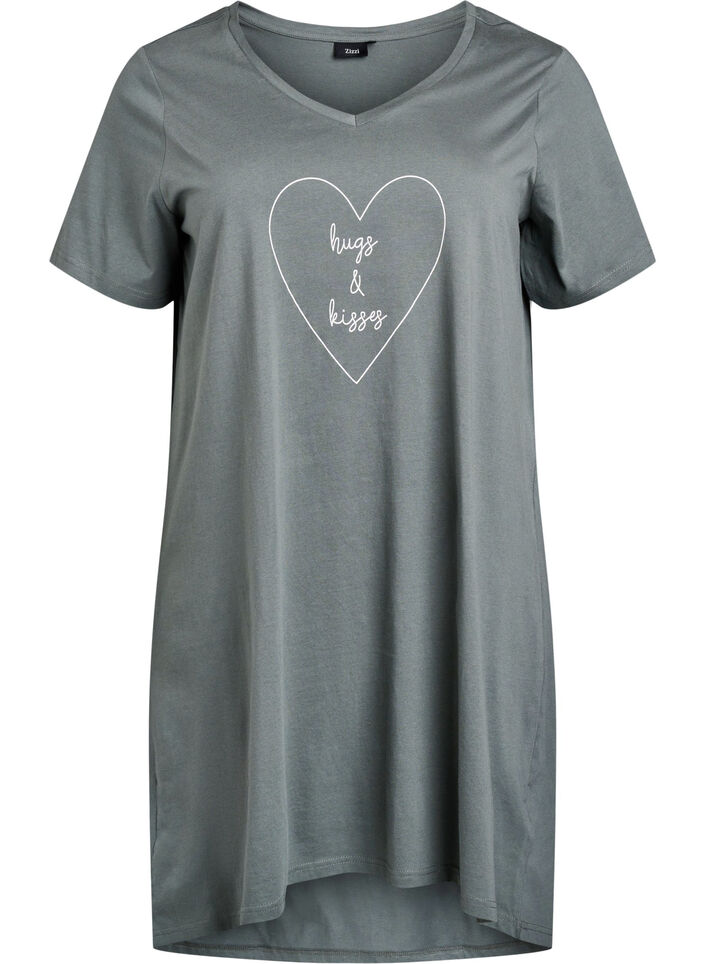 Organic cotton nightgown with v-neck, , Packshot image number 0