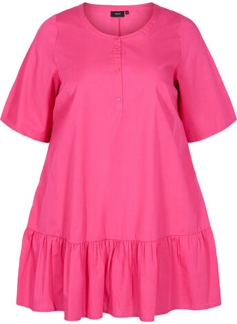Short-sleeved A-line tunic in cotton