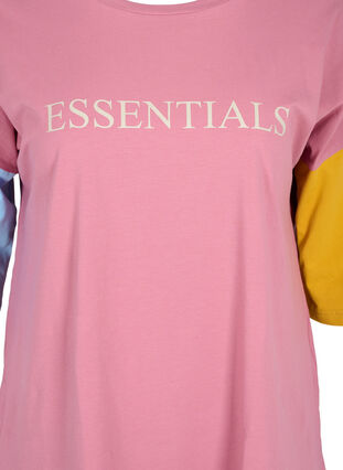 Colour-block t-shirt with 2/4-length sleeves, Pink Blocking, Packshot image number 2