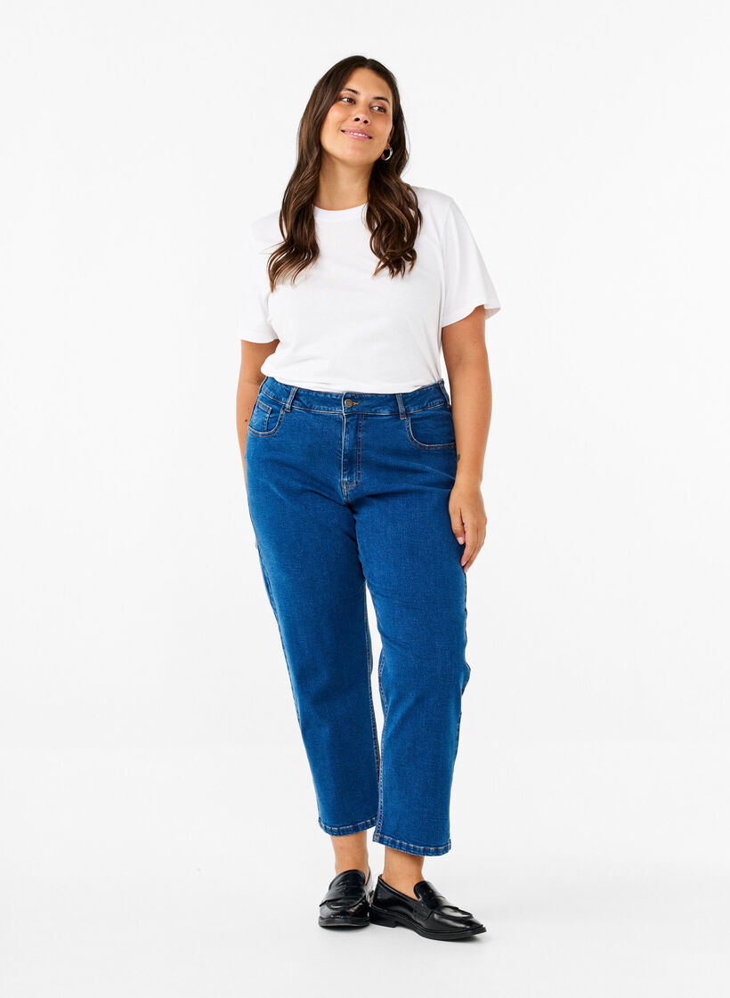Cropped Vera jeans with straight fit, Blue Denim, Model image number 0
