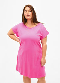 2-pack cotton dress with short sleeves, Shocking Pink/Black, Model