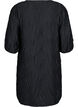 Short dress with texture and 3/4 sleeves, Black, Packshot image number 1