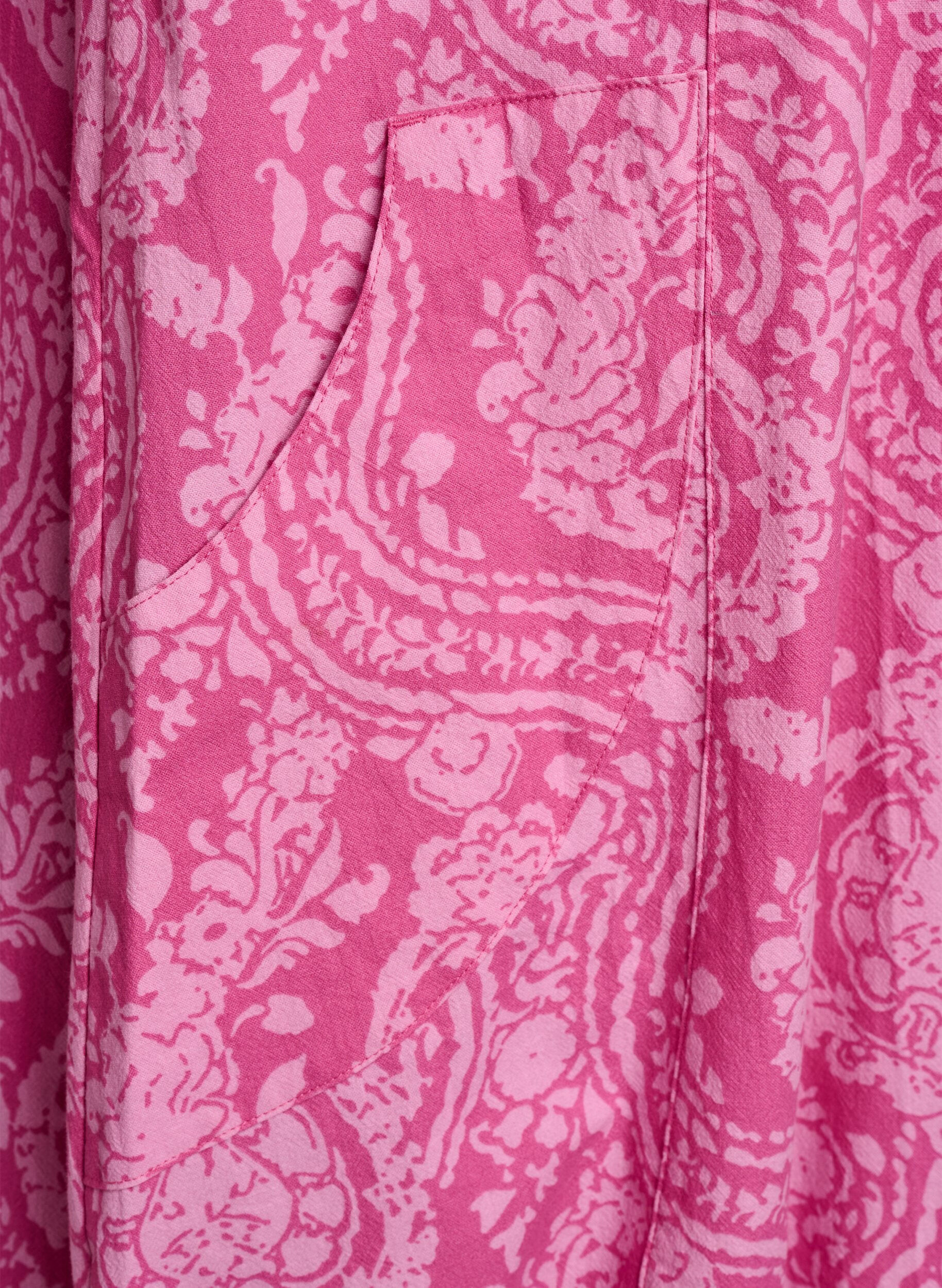 ZizzifashionShort-sleeved cotton dress with print, Pink, Packshot image number 3