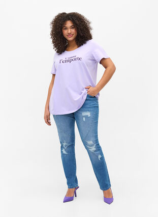 Short-sleeved t-shirt with print,  Lavender LAMOUR, Model image number 2