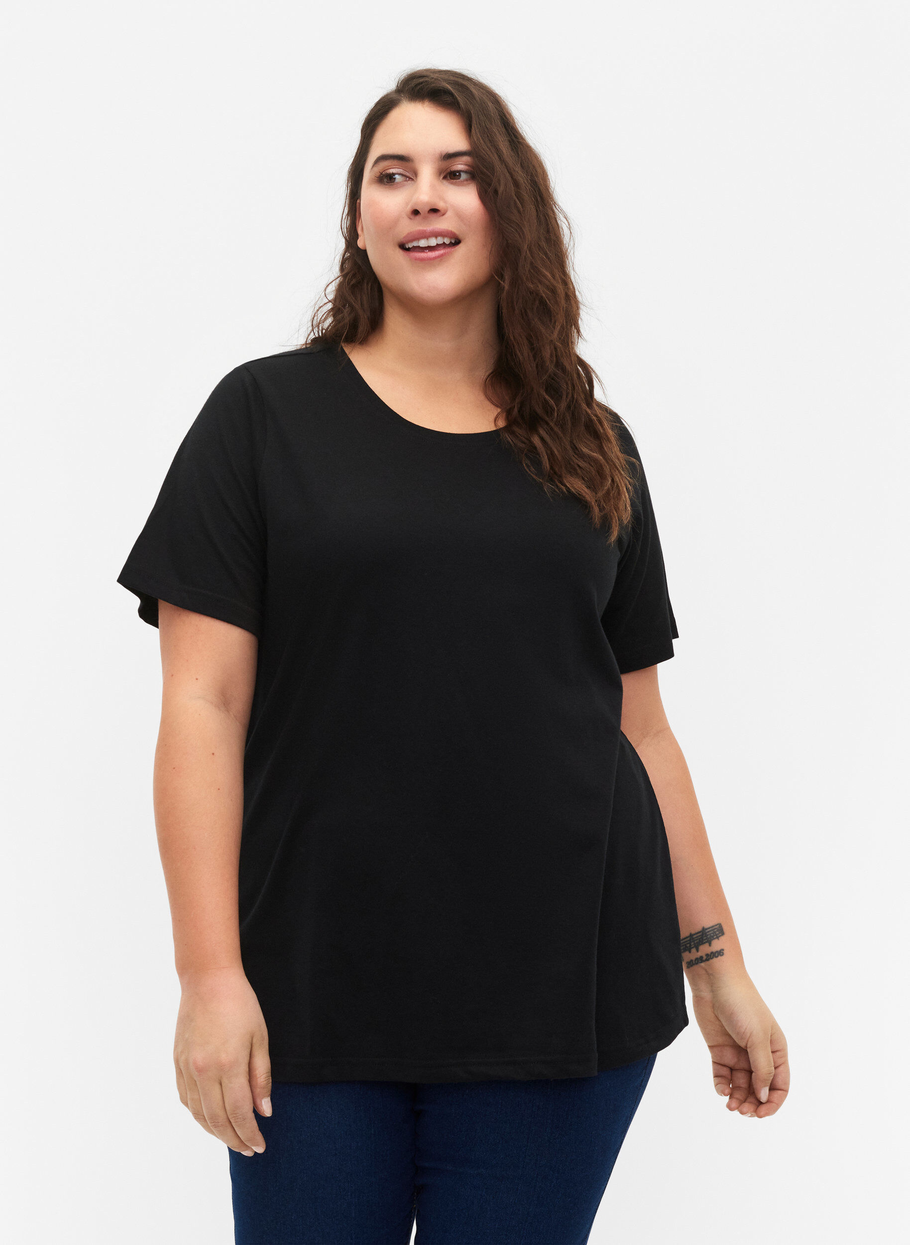 Zizzifashion FLASH - 2-pack round neck t-shirts, Black/Black, Model image number 0