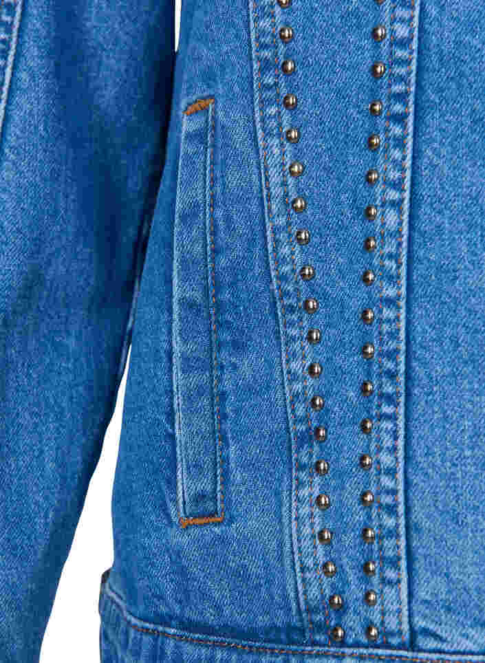 Studded denim jacket, Blue denim, Packshot image number 3