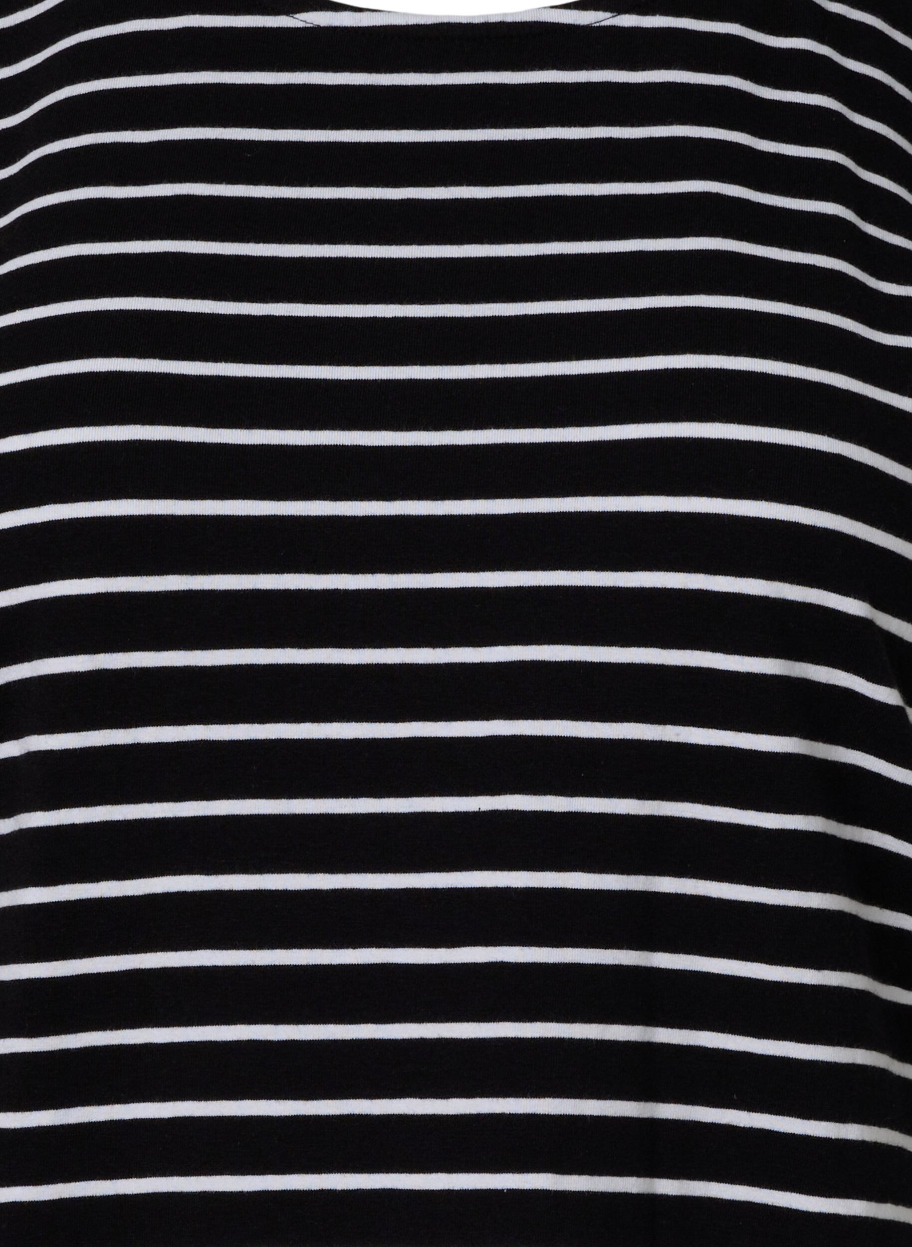 Zizzifashion Cotton t-shirt with stripes, Black W. Stripe, Packshot image number 2