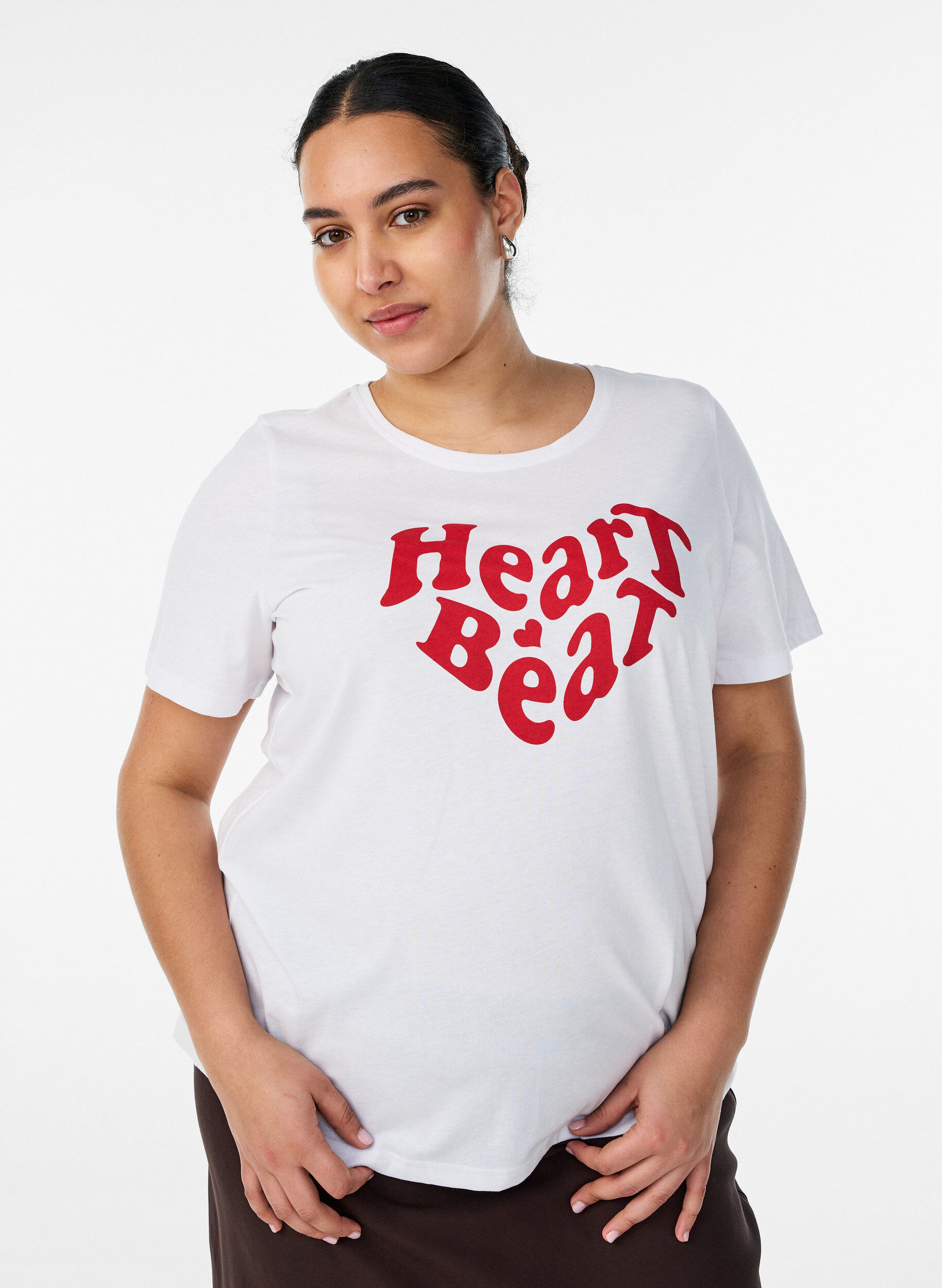 T-shirt with motif, White, Model