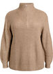 Knitted sweater with high neck and zipper, Brown, Packshot image number 0