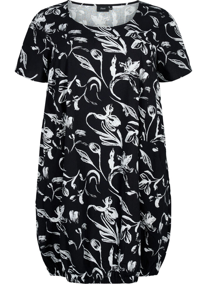 Short-sleeved, printed cotton dress, , Packshot image number 0