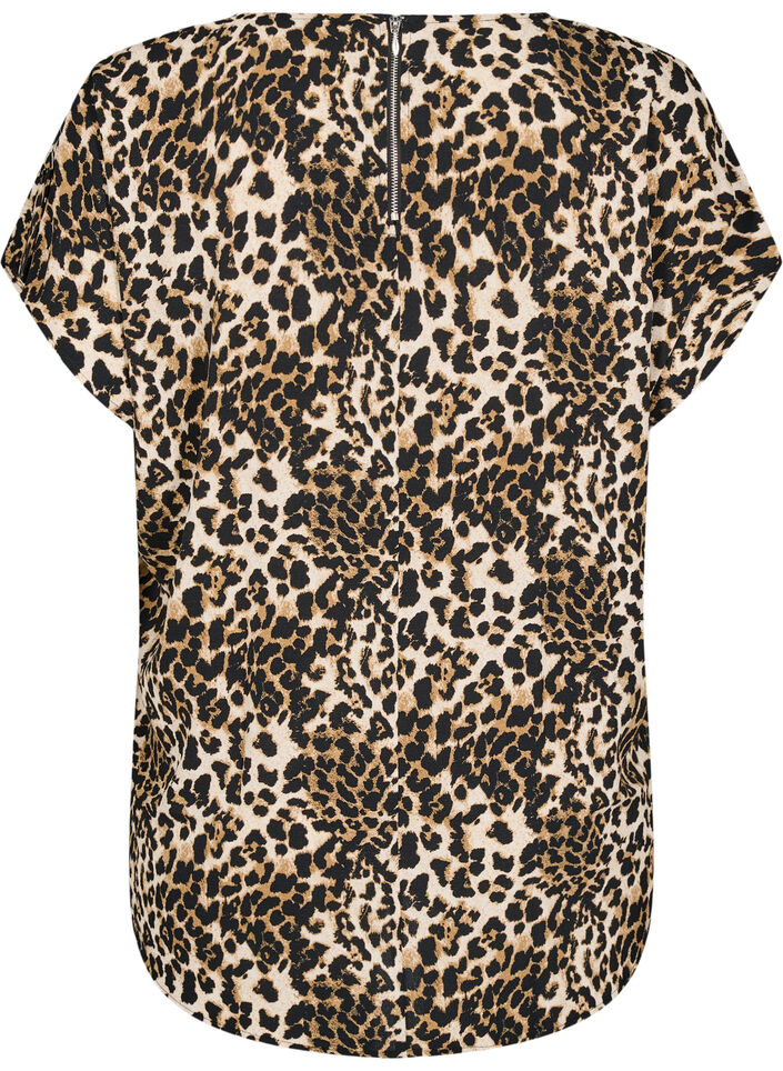 Short-sleeved blouse with leopard print, Leopard AOP, Packshot image number 1
