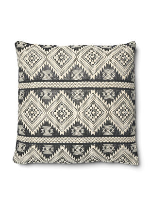 Jacquard patterned cushion cover, Black/White/Glitter, Packshot image number 0