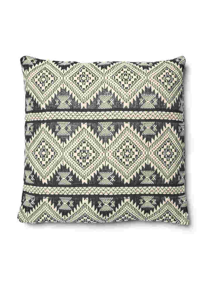 Jacquard patterned cushion cover, Black/White/Glitter, Packshot