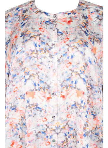 Printed shirt dress with button closure, B.White graphic AOP, Packshot image number 2