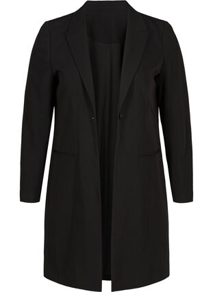 Long classic blazer made from a viscose mix, Black, Packshot image number 0